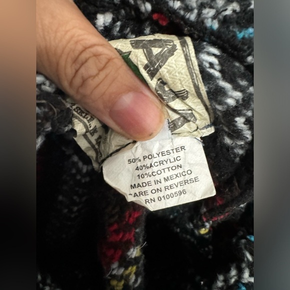 Baja Joe Mexican Jerga Blanket Hoodie Cropped Hippie Pullover Women’s Medium - Picture 8 of 8